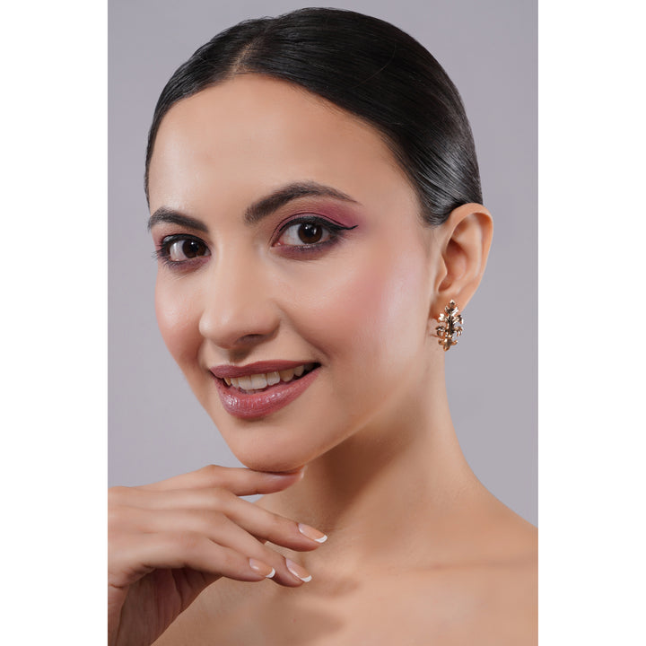 Amaita Demi Fine Gold Tone Sculptural Floral Drop Earrings