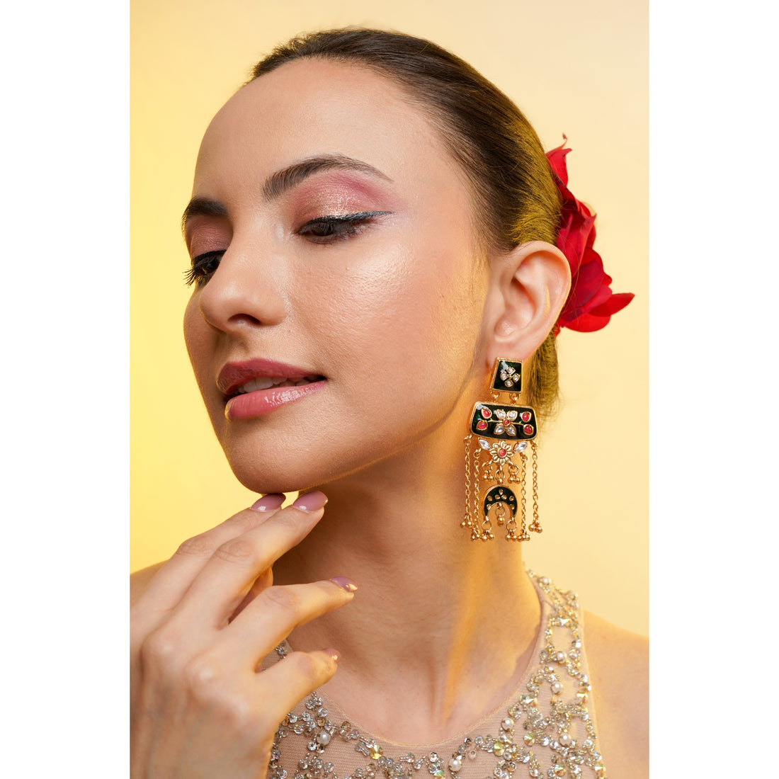 Amaita Kashmiri Royal Colour Chain Earrings
