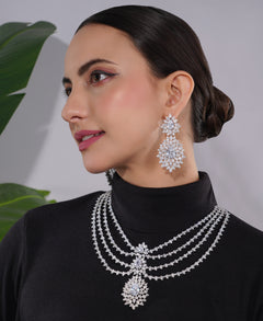 Amaita American Diamond Floral Choker Set