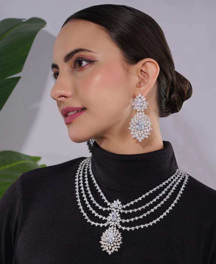 Amaita American Diamond Floral Choker Set