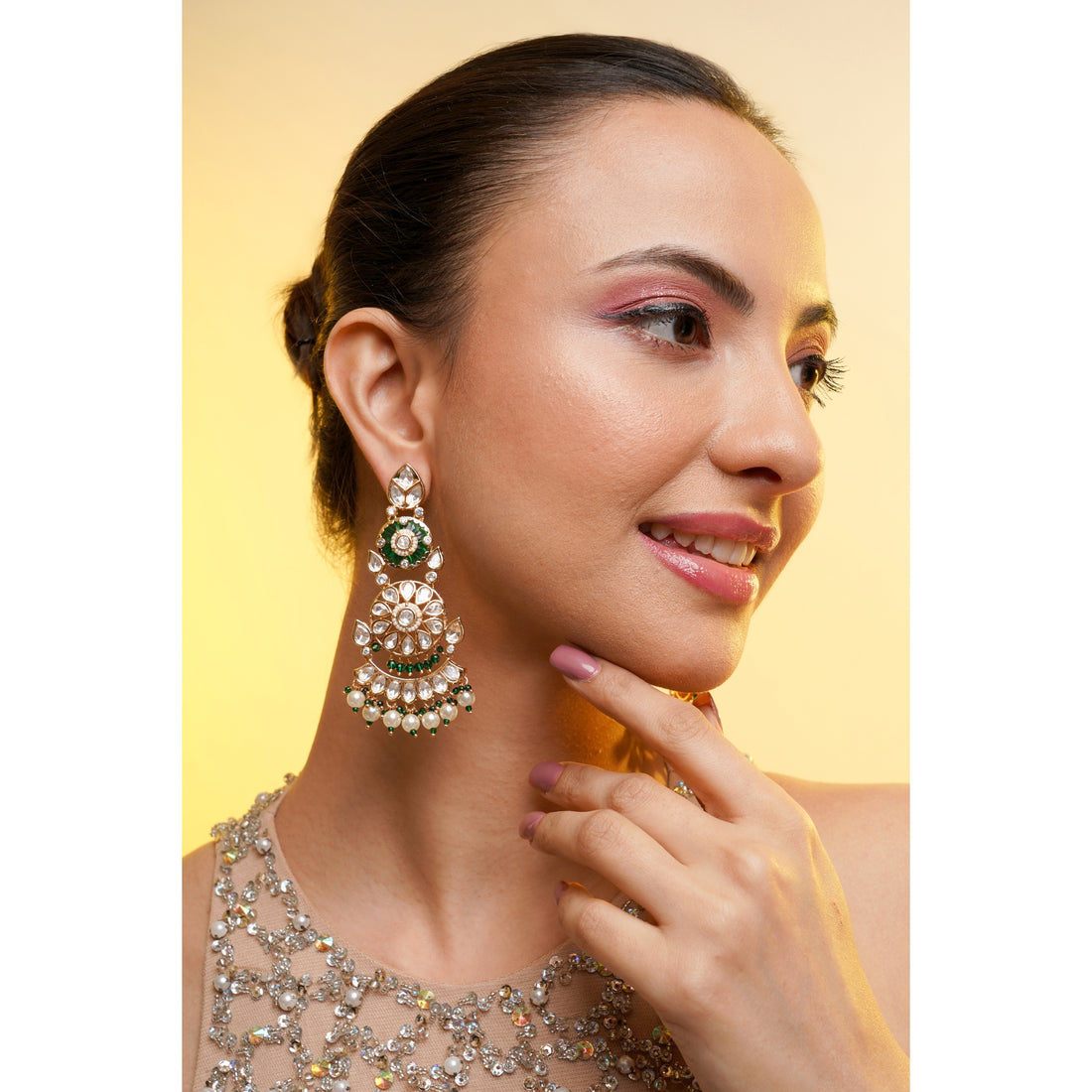 Amaita Emerald Bloom Polki Earrings
