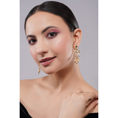 Amaita Demi Fine Ethnic Polki Kundan Emerald Green Pearl Drop Earrings