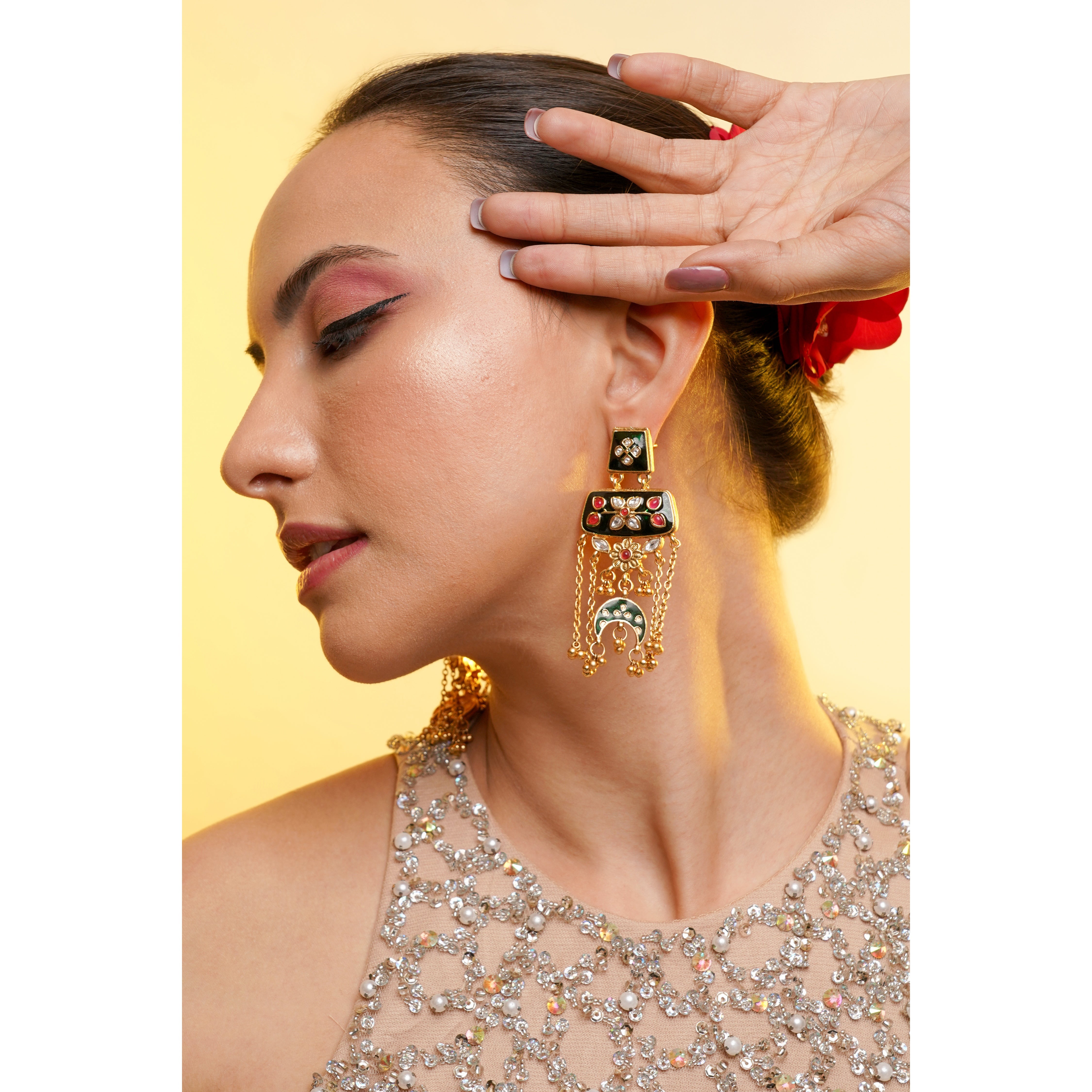 Amaita Kashmiri Royal Colour Chain Earrings
