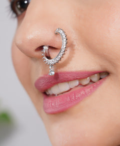Amaita American Diamond Elegant Hoop Nose Rings