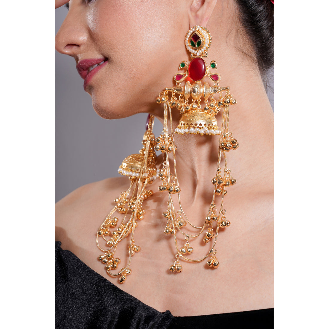 Amaita Kashmiri Pearl Dome Drop Earrings