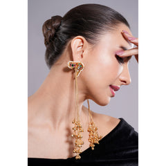 Amaita Kashmiri Pearl Frame Tassel Earrings