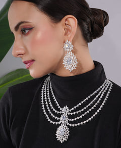 Amaita American Diamond Floral Choker Set