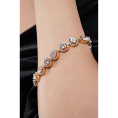 Amaita Demi Fine Rose Gold American Diamond Oval Stone Link Bracelet