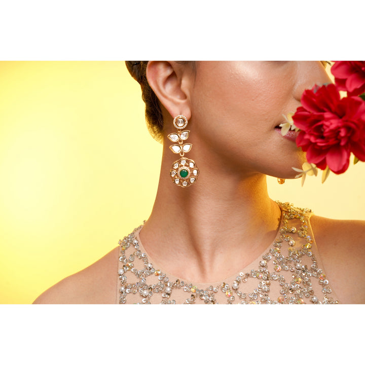 Amaita Floral Polki Circle Earrings