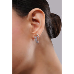 Amaita Demi Fine AD Layered Arc Drop Stud Earrings in Rose Gold