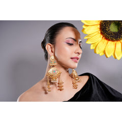 Amaita Kashmiri Royal Motif Chain Jhumkas