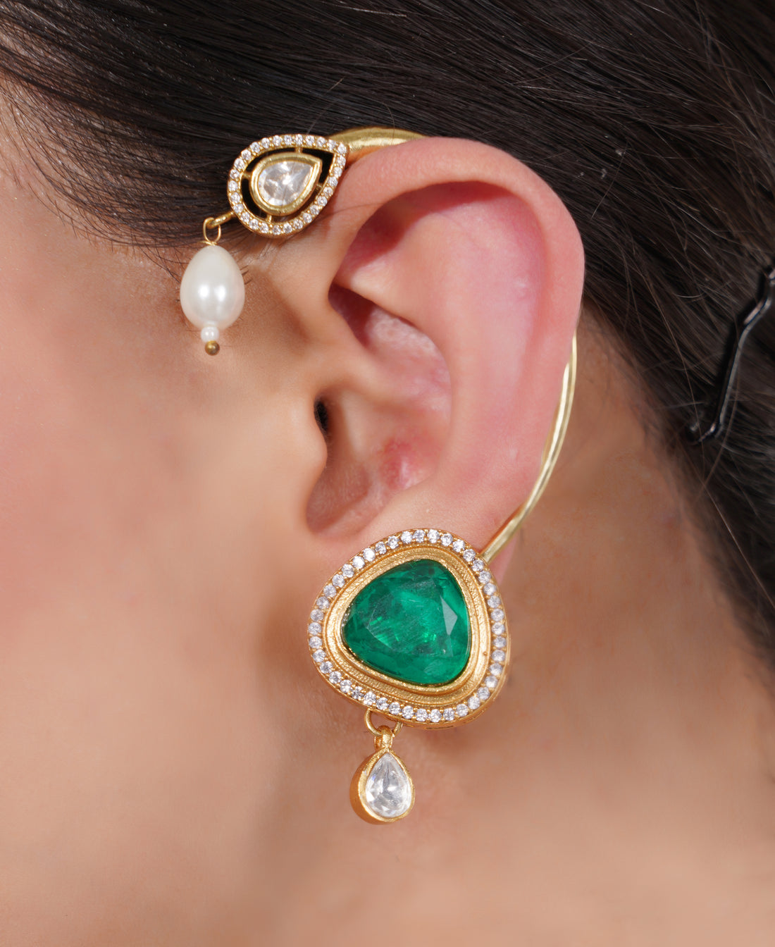 Amaita Contemporary Emerald Drop Earrings