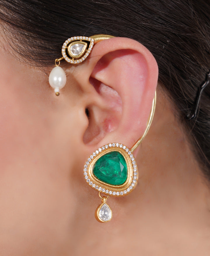 Amaita Contemporary Emerald Drop Earrings