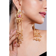 Amaita Kashmiri Rose Stone Chain Drops