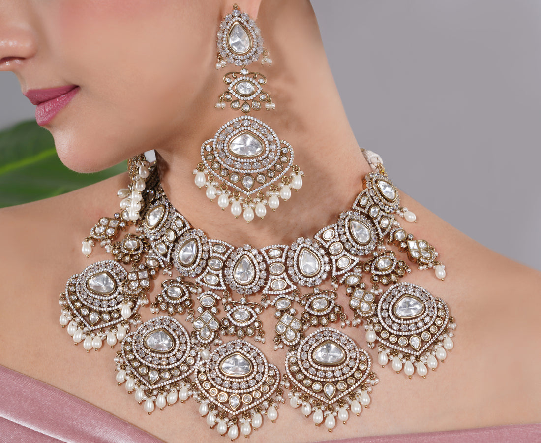 Amaita Polki Kundan Pearl Choker Necklace Set
