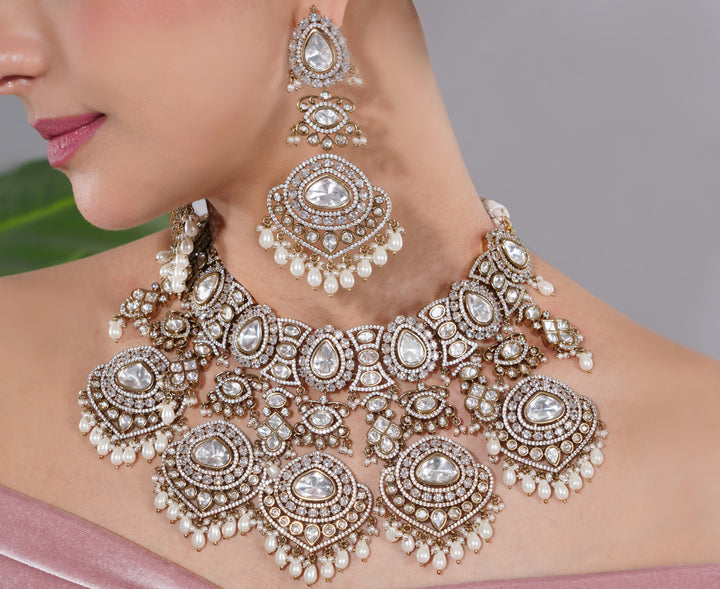 Amaita Polki Kundan Pearl Choker Necklace Set