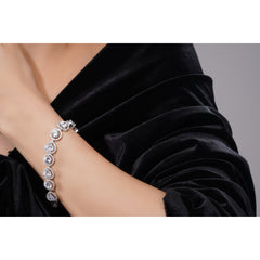Amaita Demi Fine AD All-White Pear Stone Link Bracelet in Platinum Finish