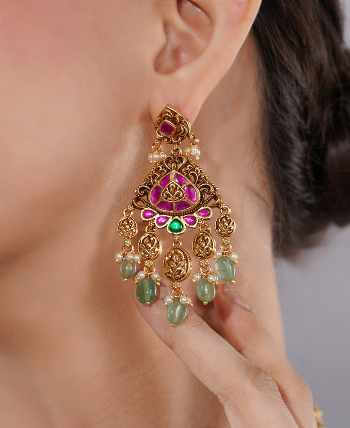 Amaita South Indian Temple Ruby Pearl Necklace Set