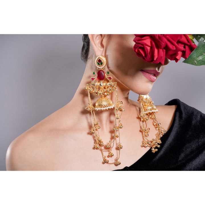 Amaita Kashmiri Pearl Dome Drop Earrings