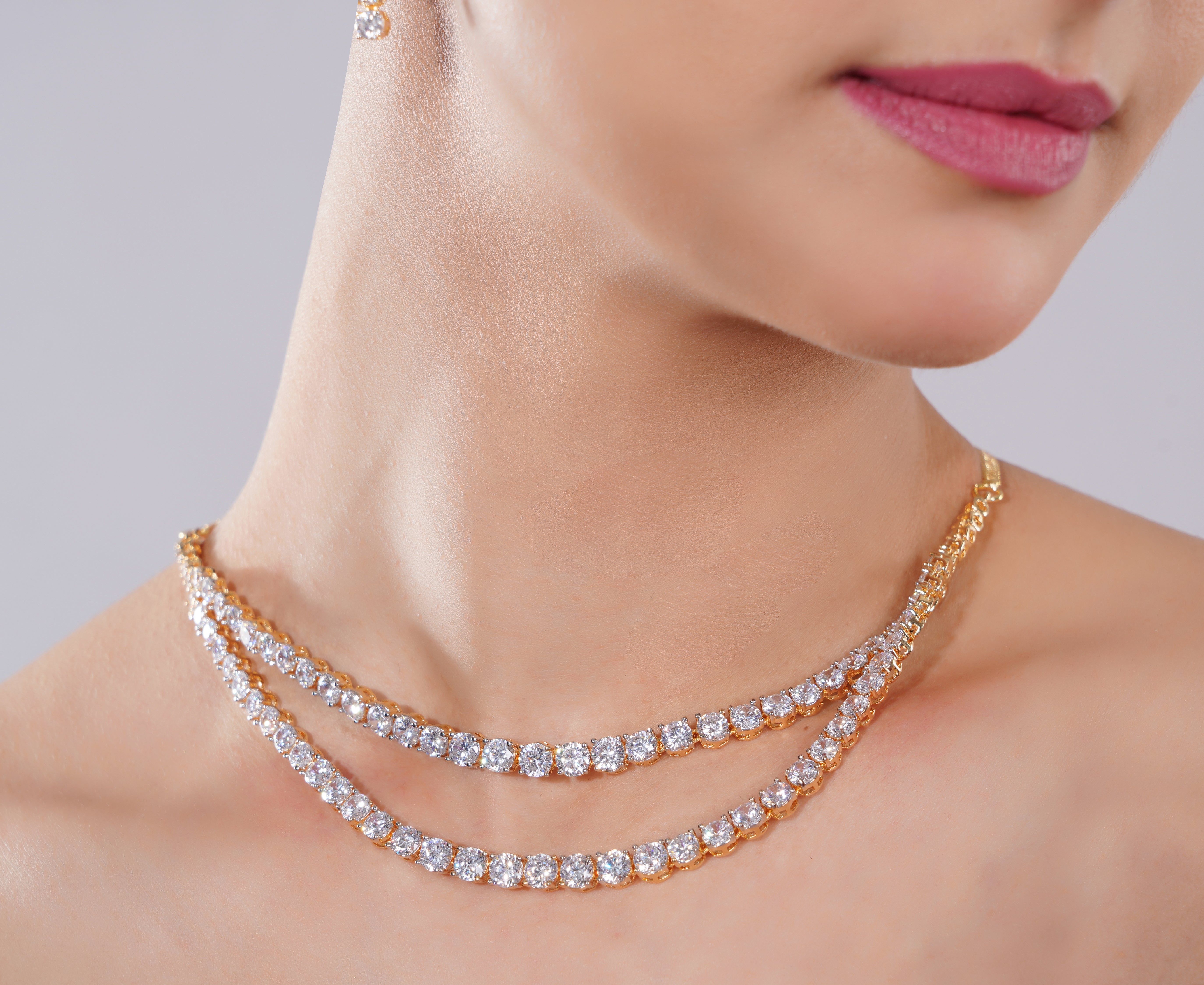 Amaita American Diamond Multi-Layered Choker Necklace