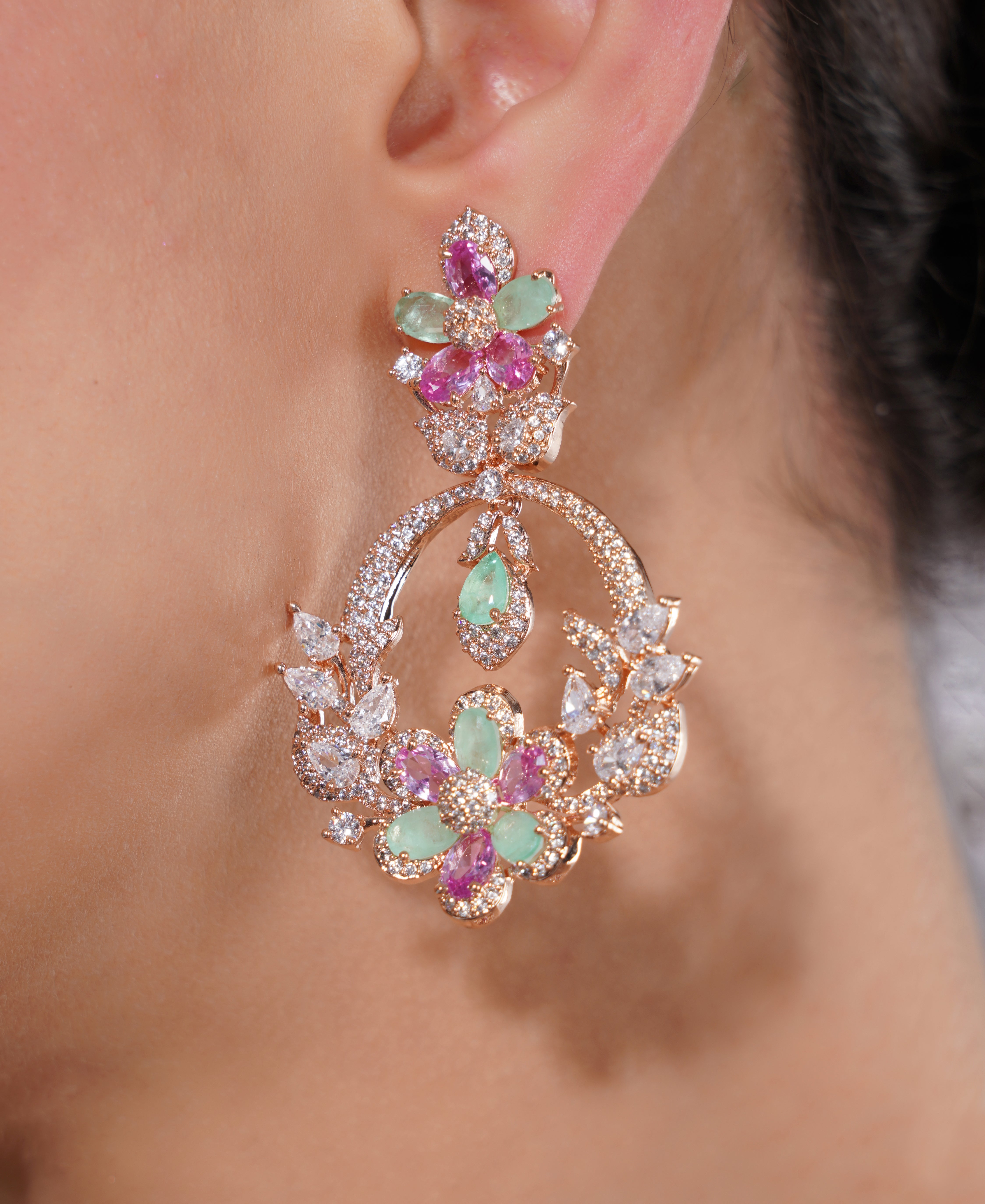 Amaita Gold-Finished Kundan Floral Choker Necklace and Earring Set