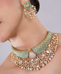 Amaita Antique Gold Ad Stone Choker Necklace Set