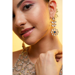 Amaita Gold Polki Sapphire Drop Earrings
