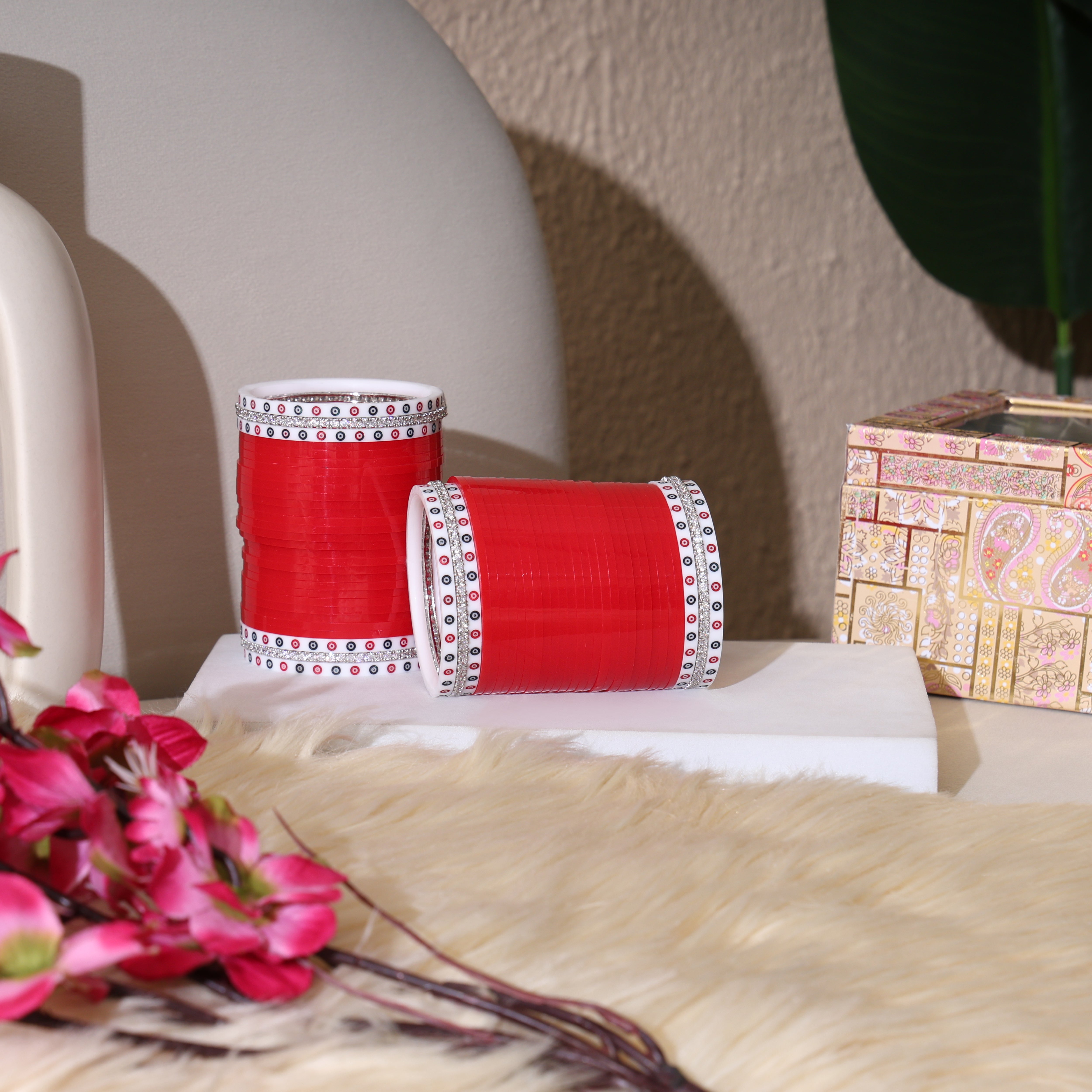 Amaita Single Diamond Red Pure Pearl Punjabi Bridal Chooda