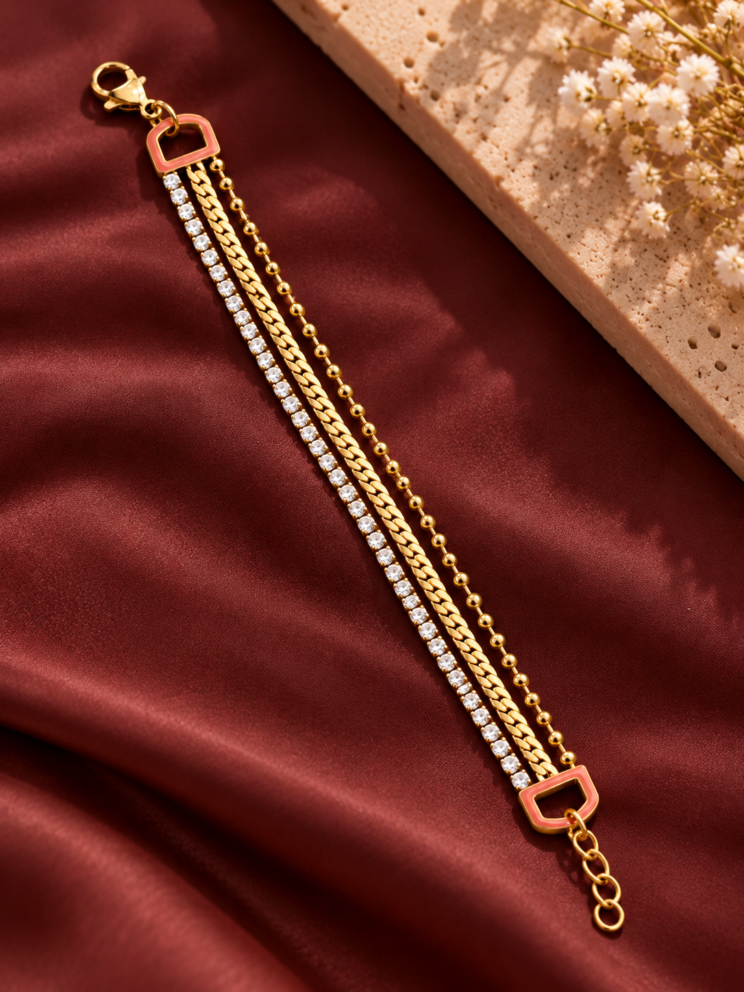 Demi-Fine Multi-Strand Triple-Chain Bracelet