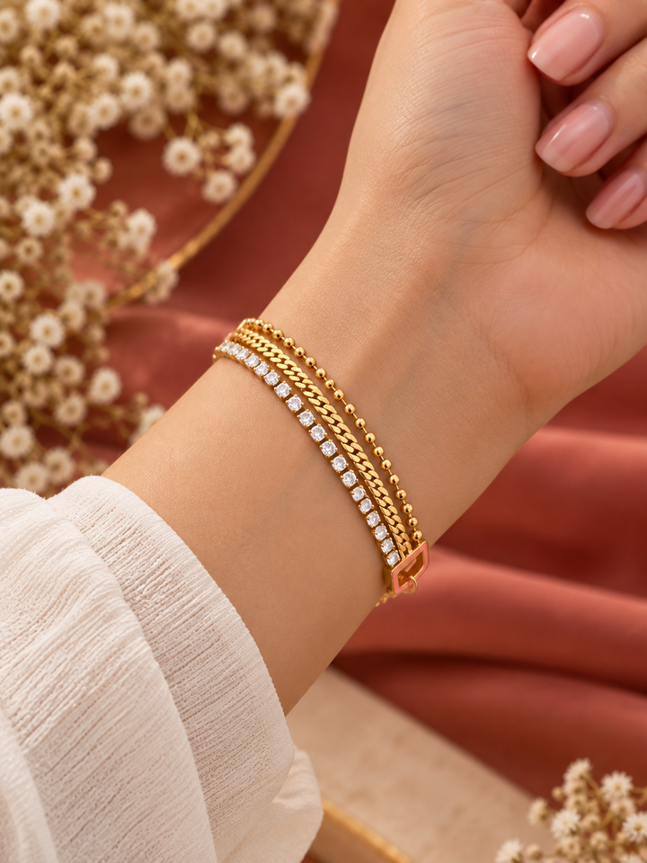 Demi-Fine Multi-Strand Triple-Chain Bracelet