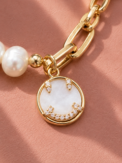 Demi-Fine Mother-of-Pearl Smiley & Pearl Mixed-Chain Bracelet
