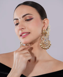 Amaita Gold-Finished Temple Jewellery Jhumka Earrings