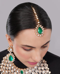 Amaita Kundan Bridal Emerald Pearl Choker Necklace Set