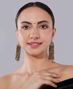 Amaita Gold Finish Chandelier Leaf Earrings