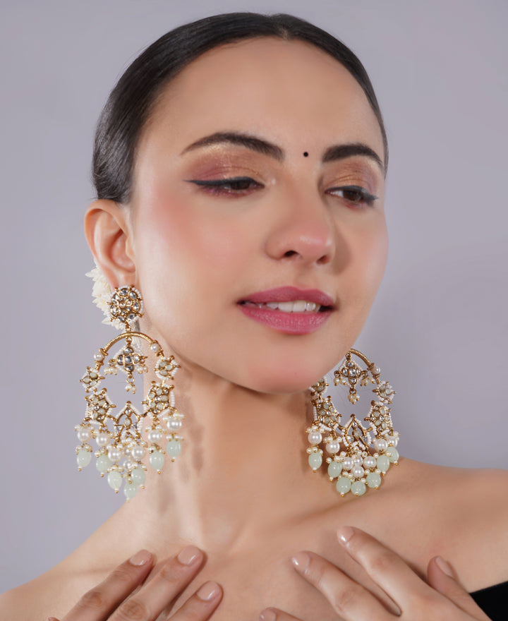 Amaita American Diamond Teardrop Chandelier Earrings