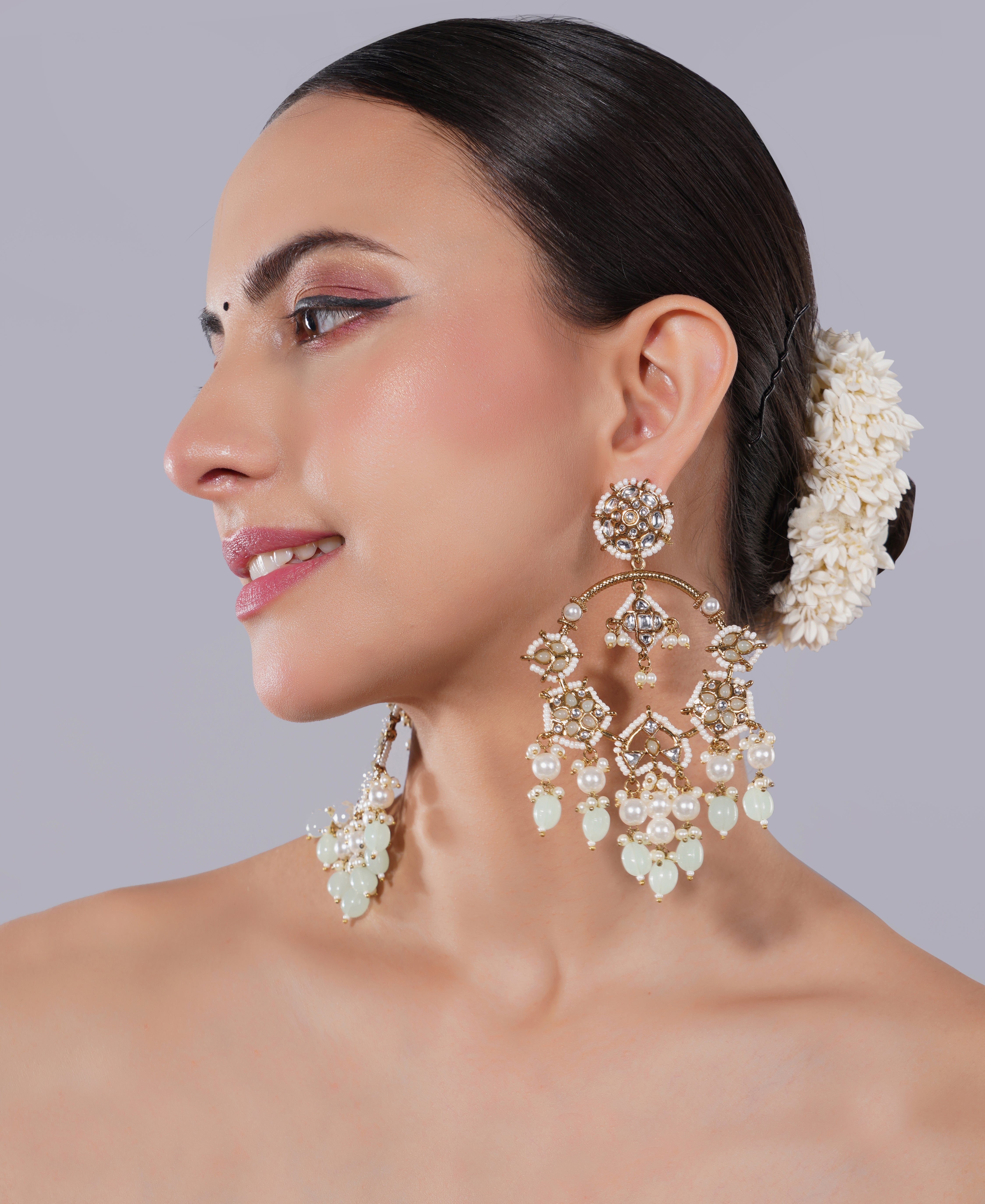 Amaita American Diamond Teardrop Chandelier Earrings