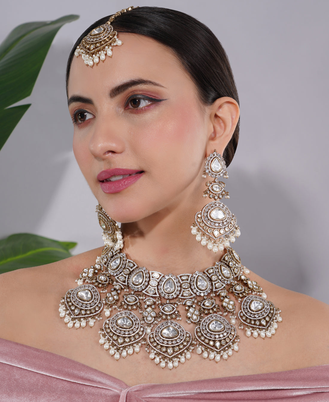 Amaita Polki Kundan Pearl Choker Necklace Set