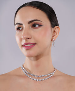 Amaita American Diamond Three-Tier Choker Necklace Set