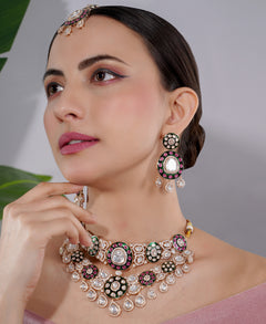 Amaita Rose Gold Polki Statement Bridal Necklace Set