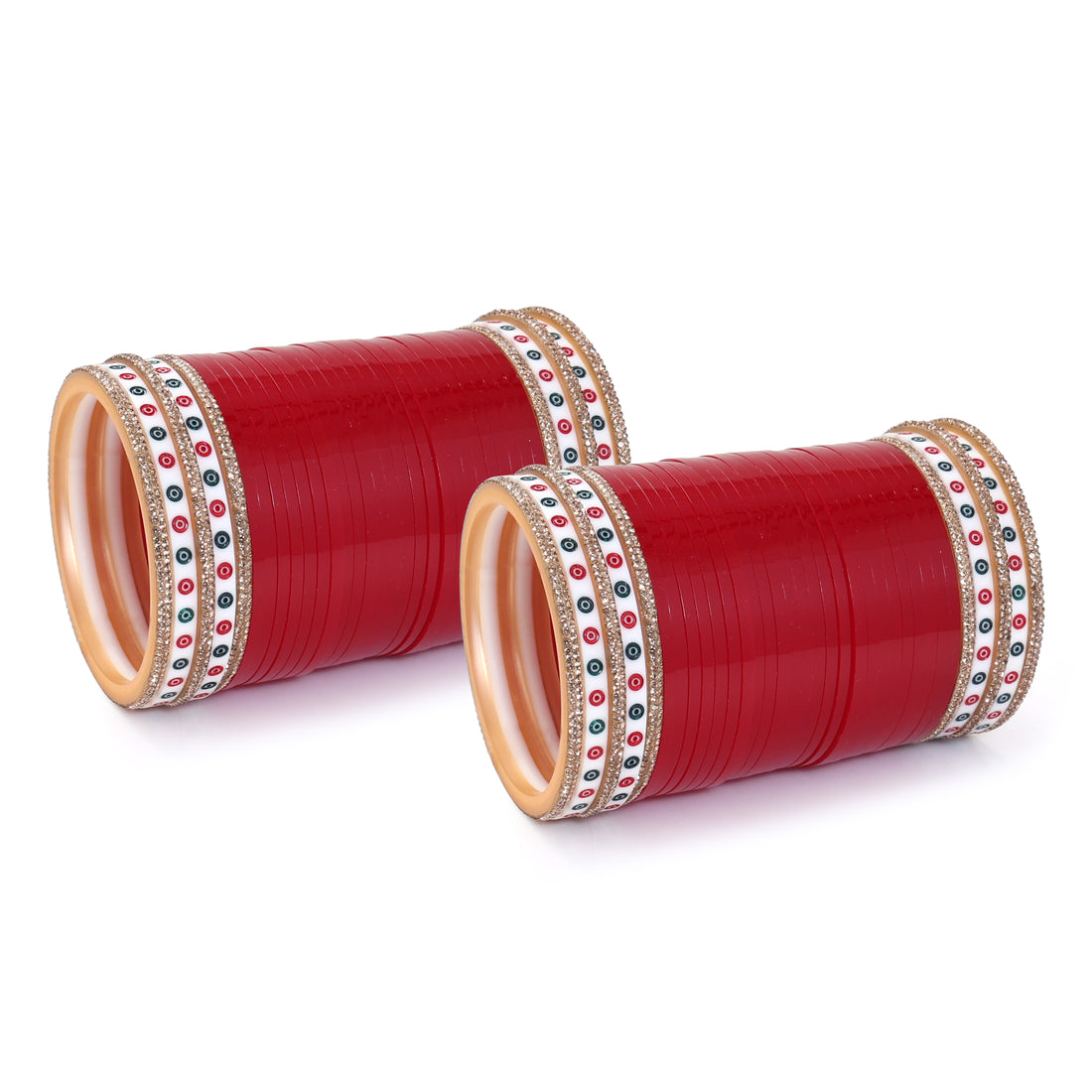 Amaita Red Pure Pearl Chooda with American Diamond Gold Nihar