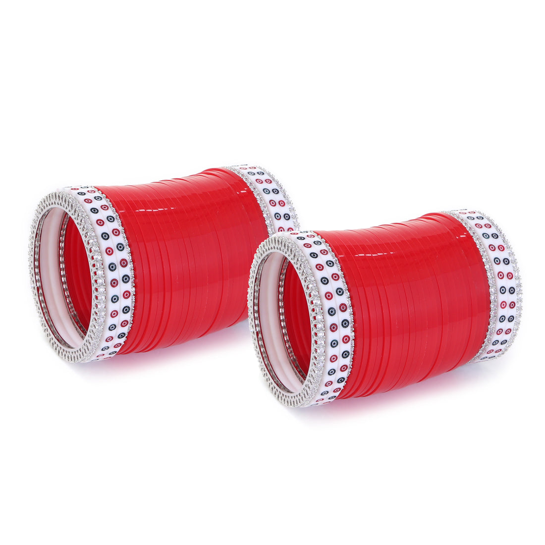 Amaita Dark Red Pure Pearl Chooda with Pair of American Diamond Bangles