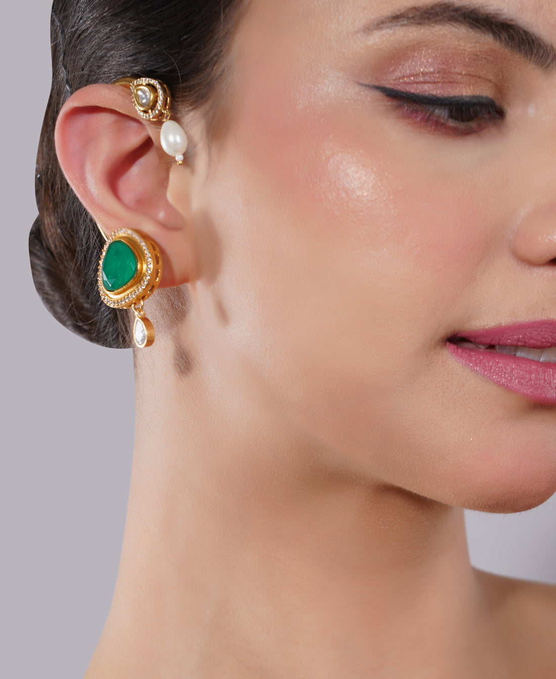 Amaita Contemporary Emerald Drop Earrings
