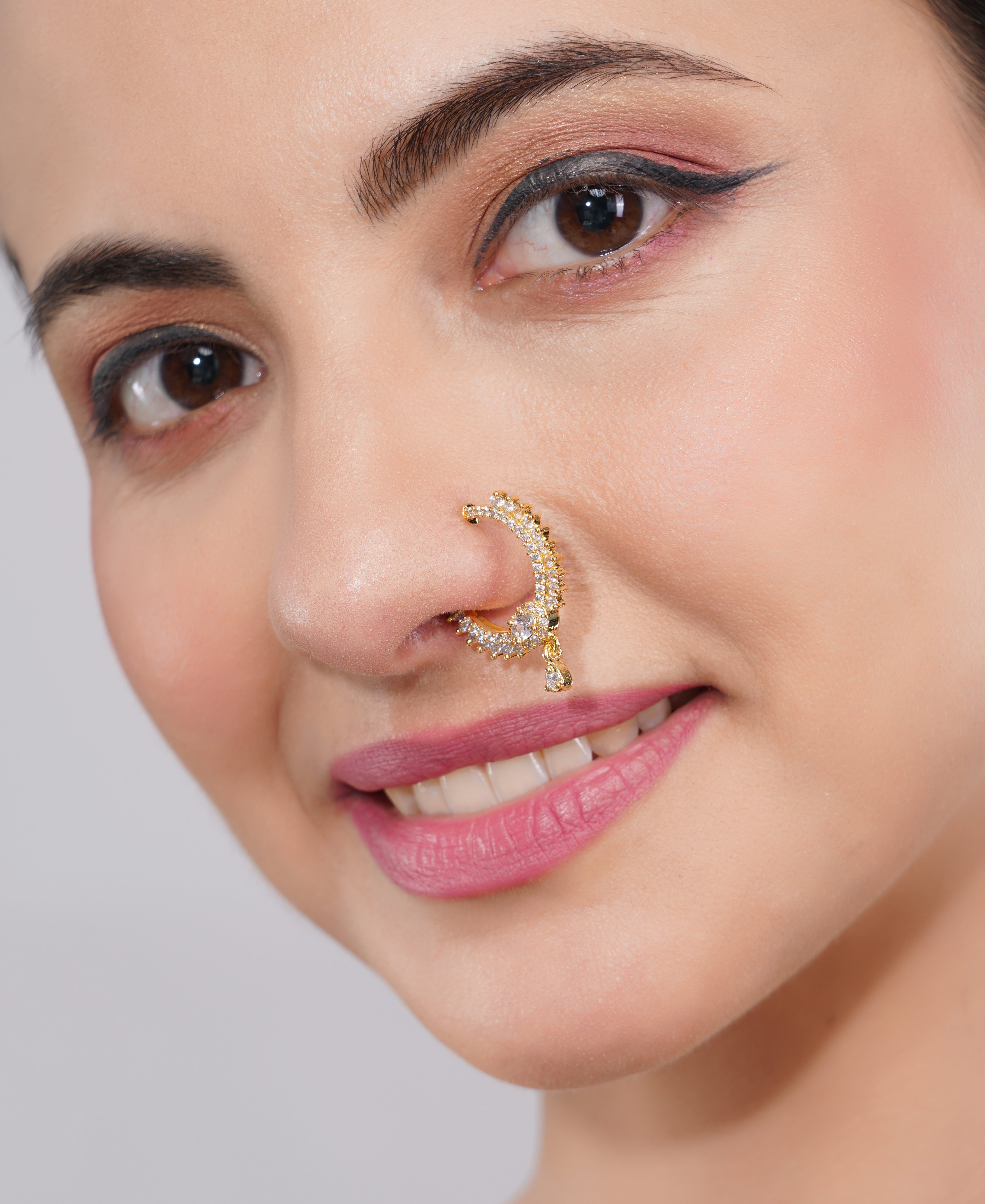 Amaita Gold Finish American Diamond Floral Necklace Set