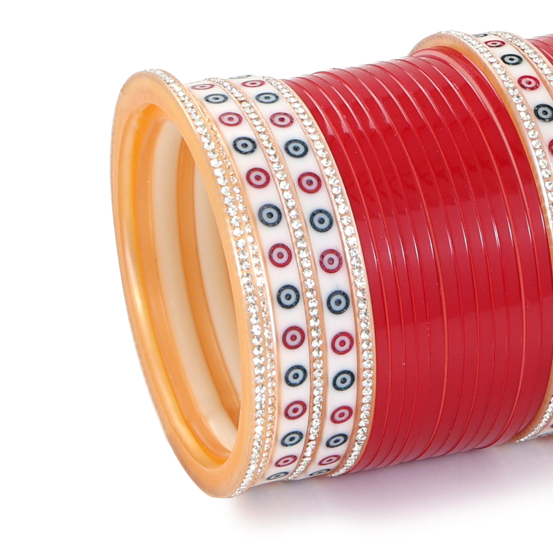 Amaita Red Pure Pearl Chooda with American Diamond White Nihar