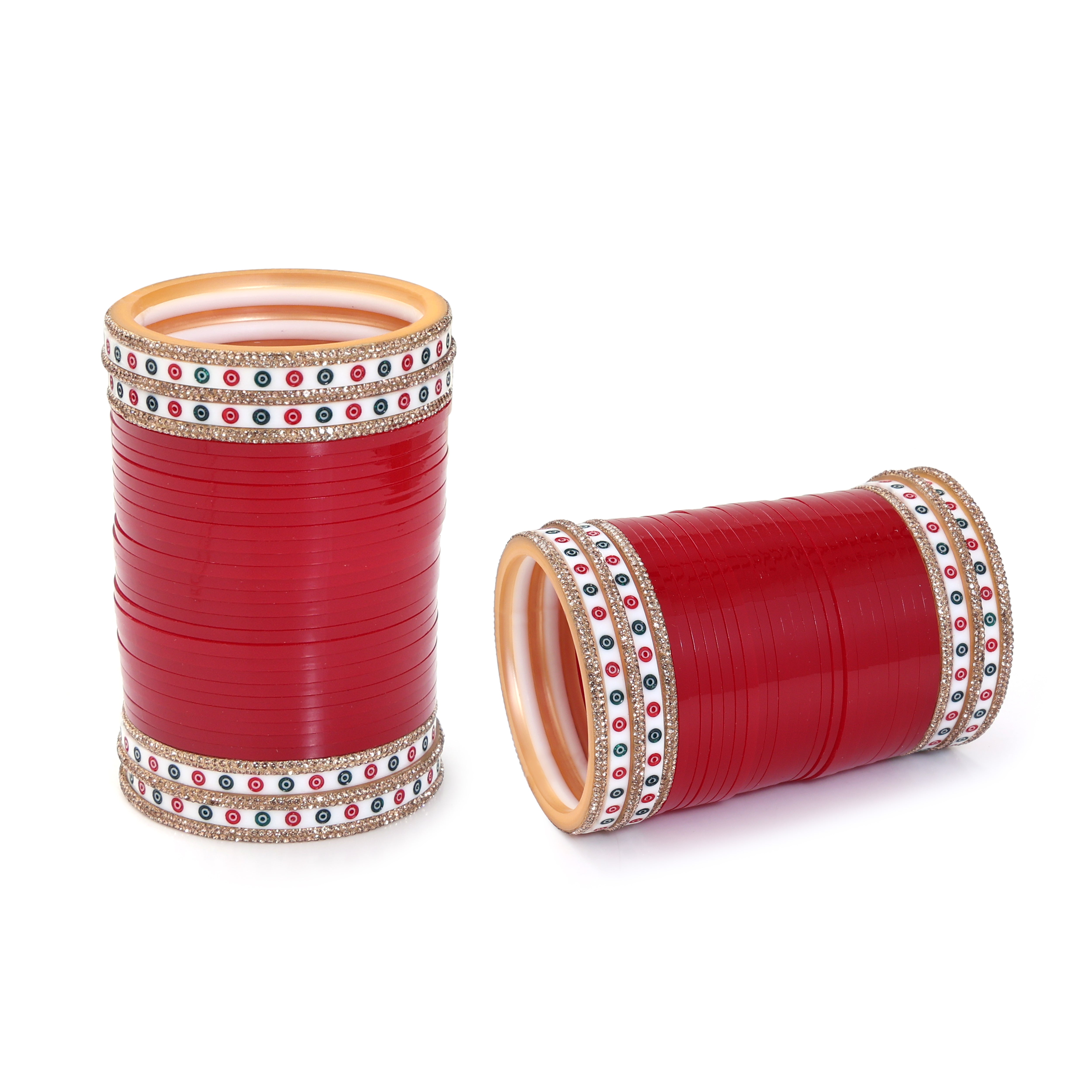 Amaita Red Pure Pearl Chooda with American Diamond Gold Nihar