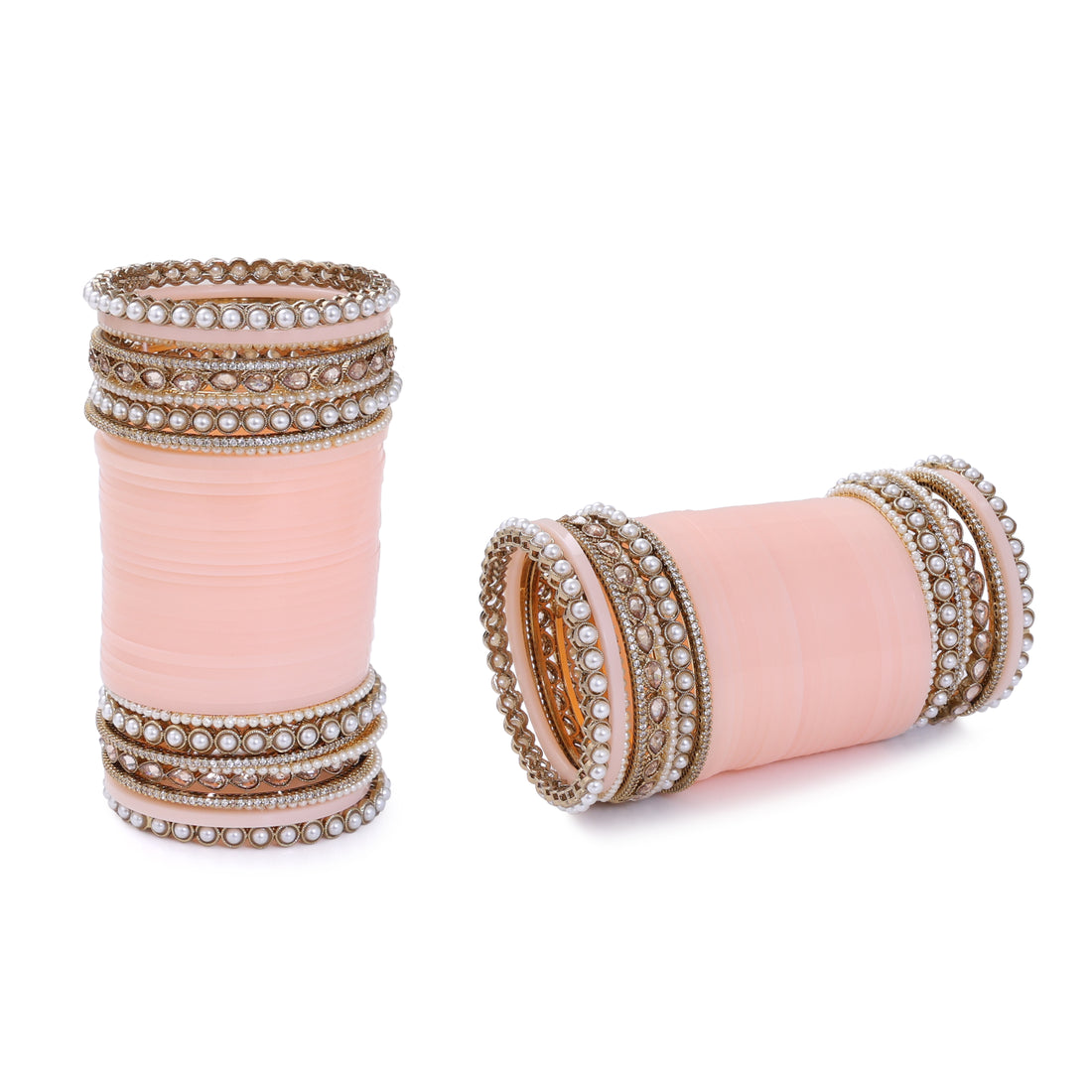 Amaita Pure Pearl Light Pink Chooda with Moti Bangles