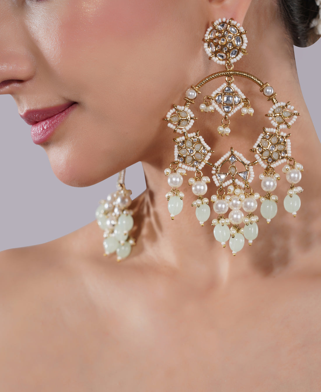 Amaita American Diamond Teardrop Chandelier Earrings