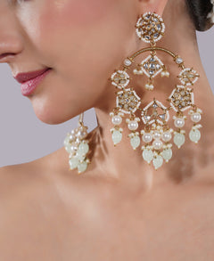 Amaita American Diamond Teardrop Chandelier Earrings