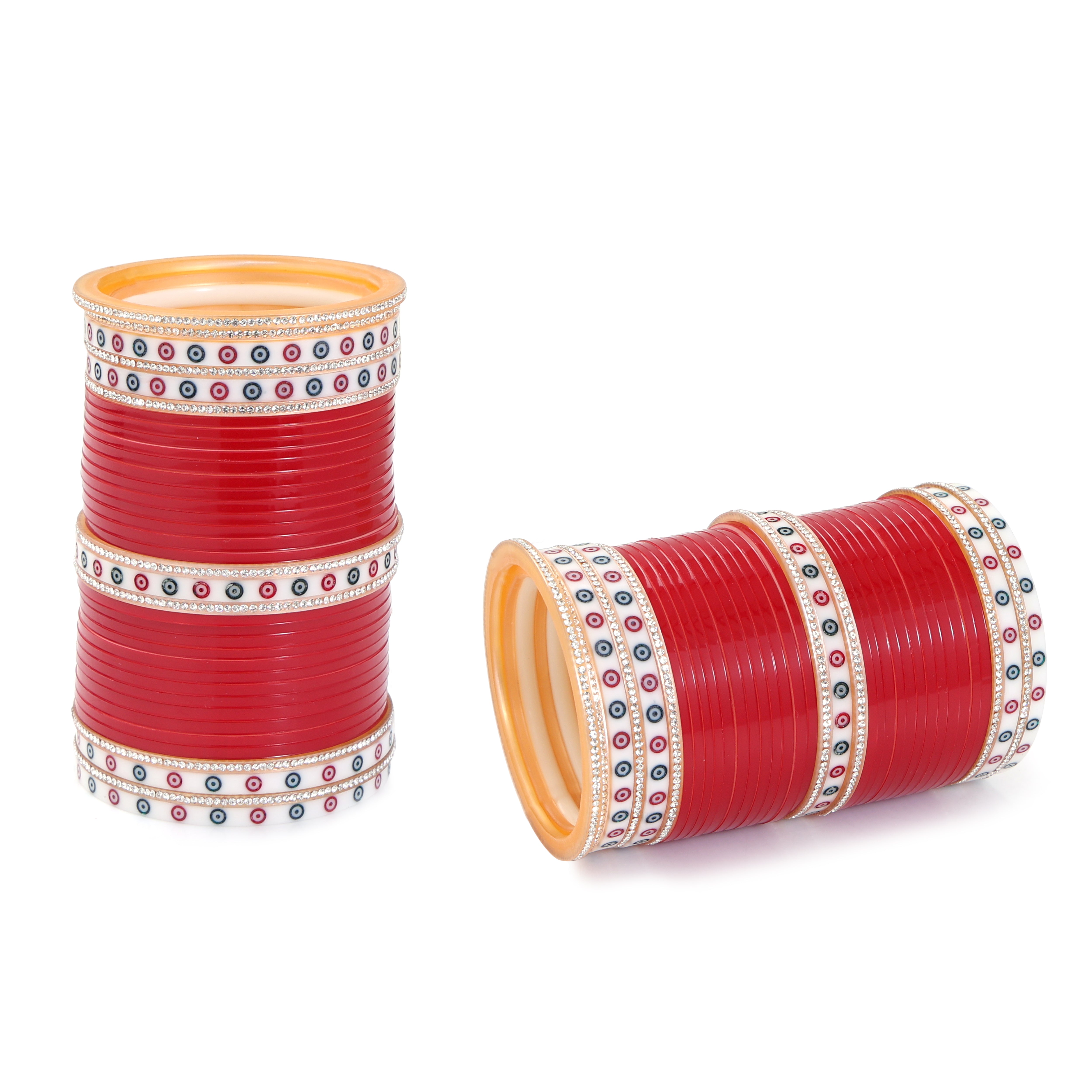 Amaita Red Pure Pearl Chooda with American Diamond White Nihar