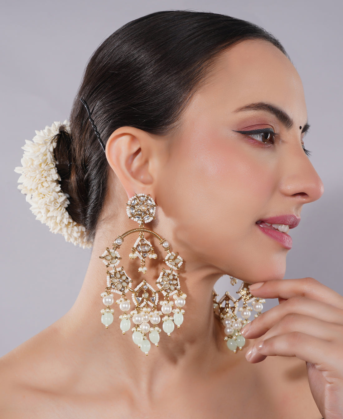 Amaita American Diamond Teardrop Chandelier Earrings
